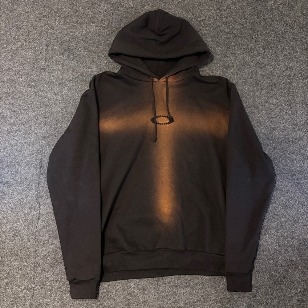 Oakley Mens Black Bleached Cross Logo Pullover Hoodie Sweatshirt custom